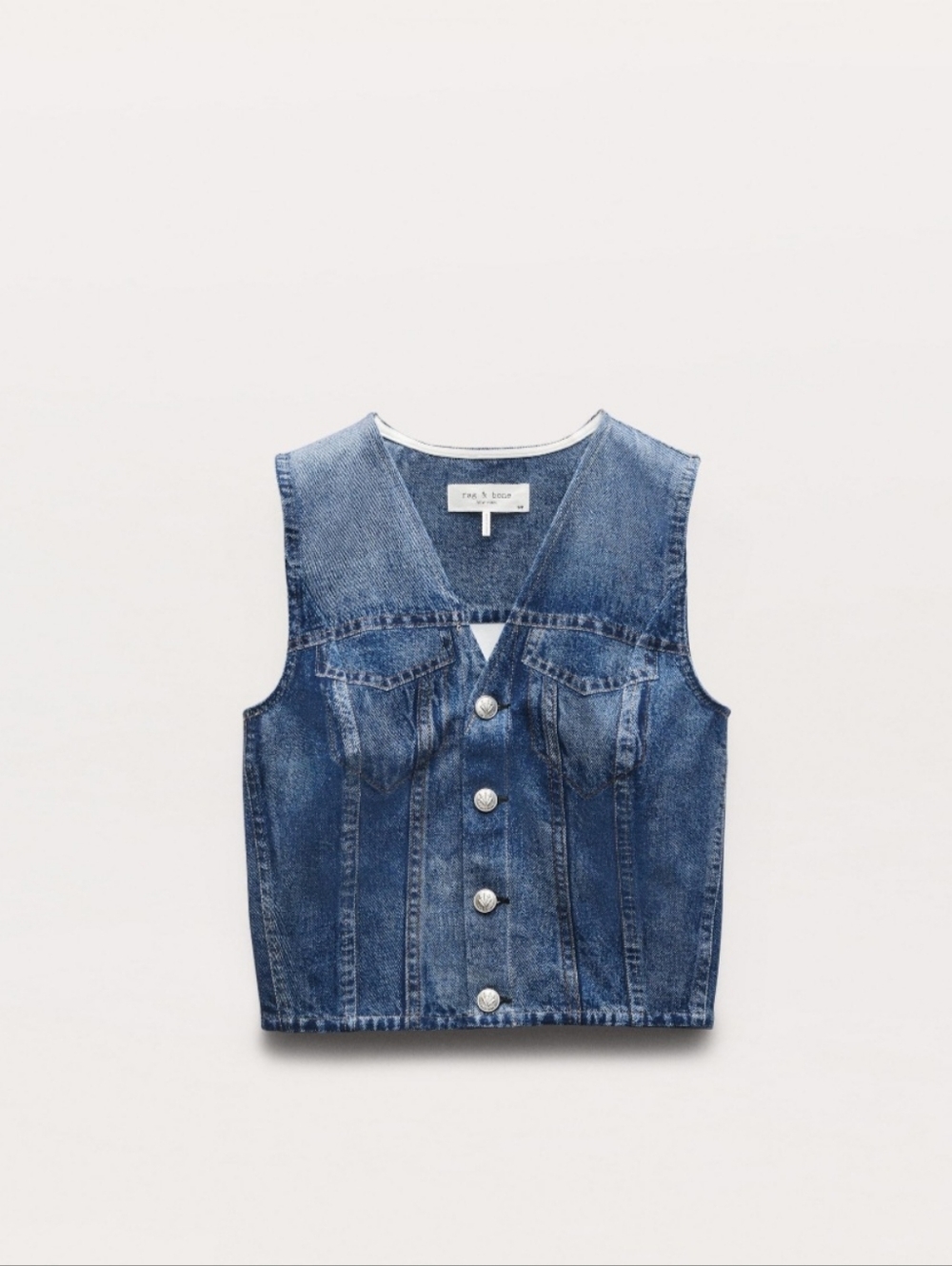 rag & bone Blue Denim Button-Front Vest